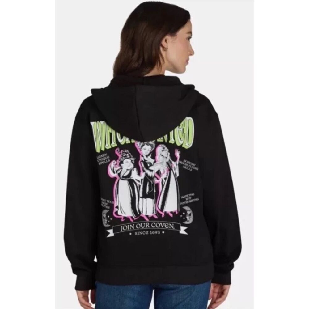 Hocus Pocus Women’s Glow in the Dark Graphic Print Zip Hoodie Size XS